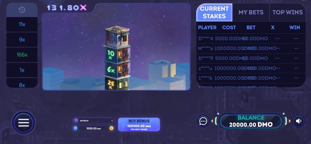 Tower X demo in casino.